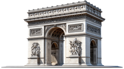 Arc de Triomphe: The Arc de Triomphe, a grand neoclassical monument, stands proudly in Paris, its intricate sculptures and architectural details a testament to history and artistic achievement. 
