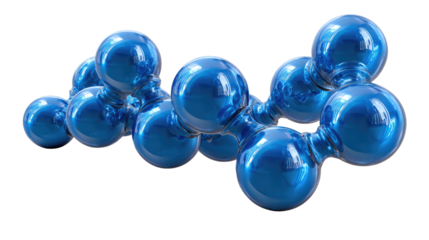 Molecular Structure: An abstract depiction of a complex molecular structure, presented in sleek, metallic blue spheres, symbolizes the intricate nature of science.