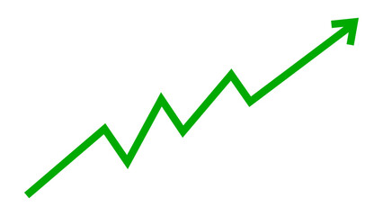 Green arrow graph business growth up trend concept, Economic growth, Stock market profit, Financial growth sign. Vector illustration.