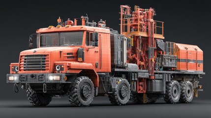 Orange industrial truck with specialized equipment