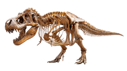Tyrannosaurus Rex Skeleton: An imposing full-body shot of a Tyrannosaurus Rex skeleton, showcasing its formidable structure and historical significance for scientific and educational uses.