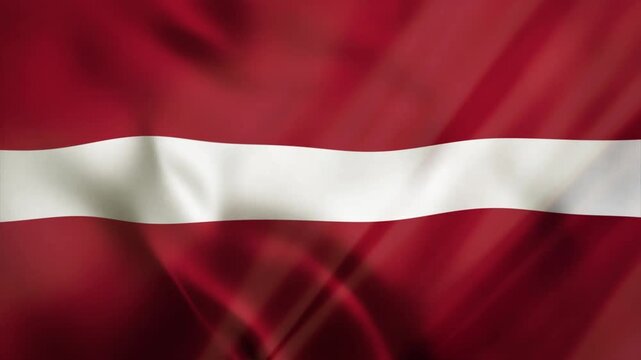 Realistically waving Latvia national flag in gentle breeze with soft fabric drape motion graphics