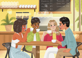 Drink coffee in cafe