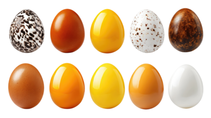 Diverse Egg Varieties: A close-up shot of an assortment of eggs, each displaying its unique color and pattern, demonstrating the stunning diversity of nature.