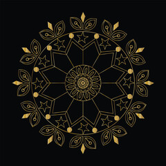 Ornamental mandala with golden color arabesque floral pattern islamic east style