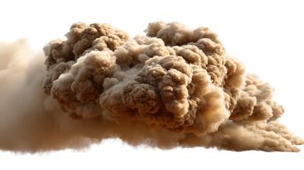 Fototapeta premium Dust Cloud Explosion: The image captures a powerful, photorealistic cloud of dust in mid-air, showcasing texture and dynamic movement and potential environmental hazard.
