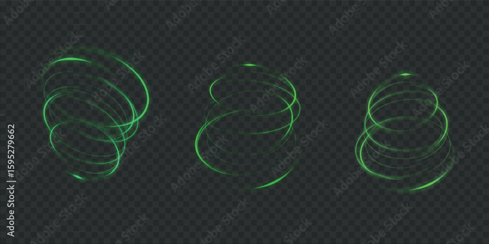Poster green neon ring. glowing circle. glow effect. round light frame. abstract light lines of movement an
