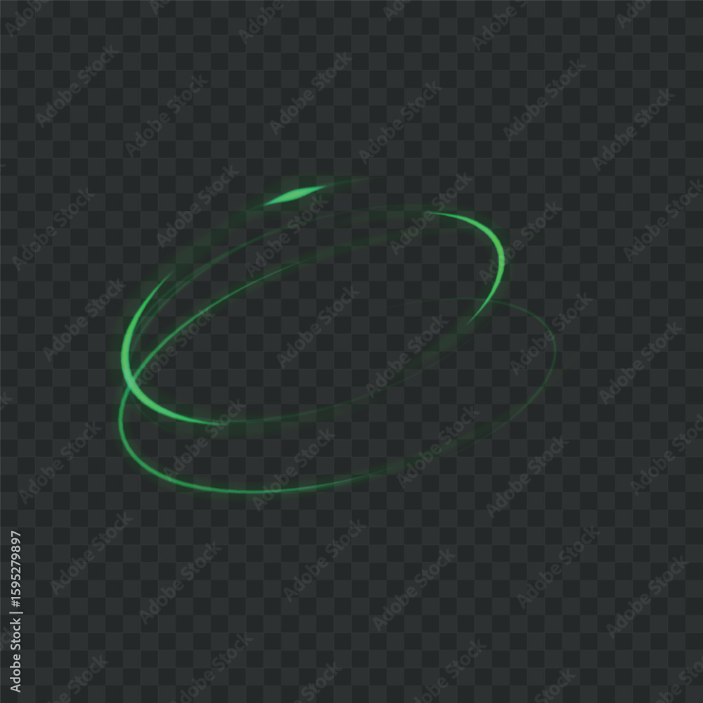 Aufkleber green neon ring. glowing circle. glow effect. round light frame. abstract light lines of movement an