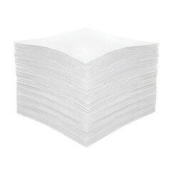 Clean white stack paper napkin arranged neatly isolated on transparent background
