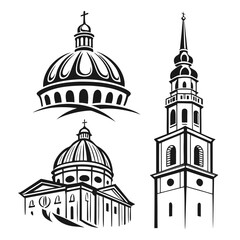 Architectural Domes and Tower with Crosses architecture building