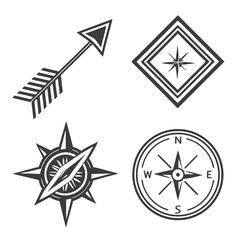Arrow compass rose starburst and directional symbols vector