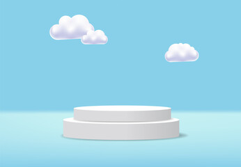 Abstract White Cylinder Pedestal Podium