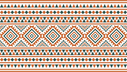 Ethnic seamless tribal pattern in orange, green, Mexican, Aztec and Mayan styles. Vector...
