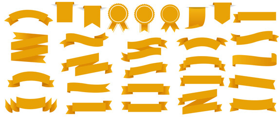 Yelllow Ribbon Isolated White Background