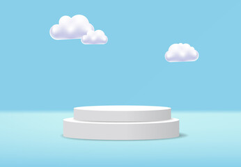 Abstract White Cylinder Pedestal Podium