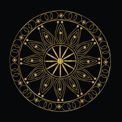 Intricate golden mandala design on a dark background