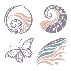 Fototapeta premium Abstract Swirls Butterfly Wing Designs vector