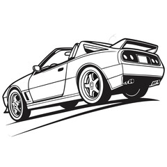 Black convertible sports car with spoiler and custom wheels vector