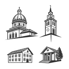 Architectural Icons With Black Brush Strokes architecture