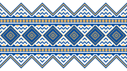 Blue seamless tribal pattern. Mexican, Aztec and Mayan style. Vector set. Ethnic geometric print...