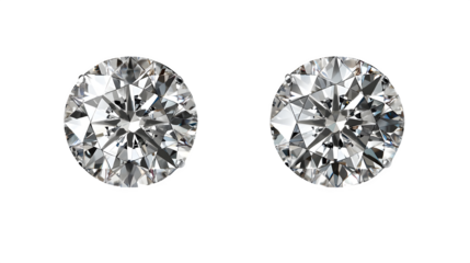 realistic diamond earrings mockup, top view with a stud, isolated on transparent background