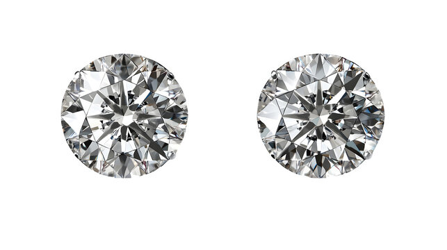 realistic diamond earrings mockup, top view with a stud, isolated on transparent background