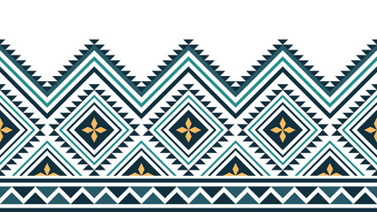Green seamless tribal pattern. Mexican, Aztec and Mayan style. Vector set. Ethnic geometric print wallpaper.