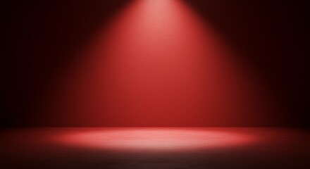 Obraz premium Red Spotlight Shining on Empty Room for Stage or Presentation