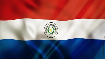The fluttering national flag of Paraguay is a symbol of the country fluttering in the wind.