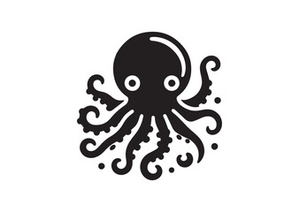 Baby octopus Silhouette Vector Illustration