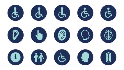 Collection of accessibility and information icons in a grid layout