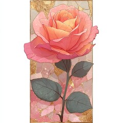 Pink Rose Gold Mosaic Floral Design