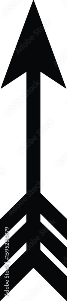 Poster simple black arrow pointing upwards isolated on white background for design concepts