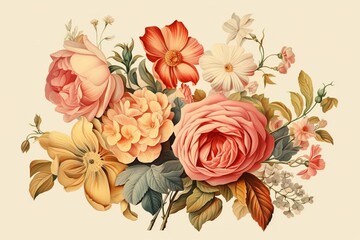 Floral card. Vintage flowers
