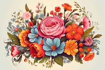 Floral card. Vintage flowers