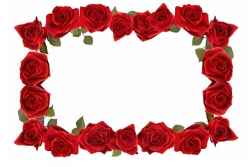 Frame made of red roses isolated.