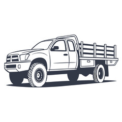 Dark blue pickup truck with flatbed vehicle transport © RABBY MIA