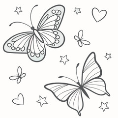 Delicate Butterflies and Stars butterfly hearts