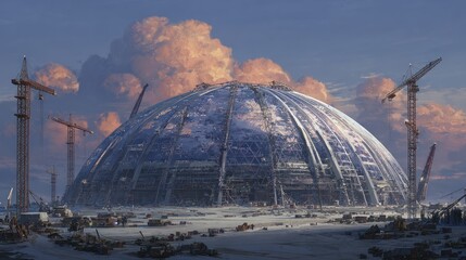 Obraz premium Massive geodesic dome under construction