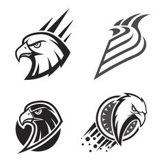 Eagle heads abstract graphic designs hawk falcon