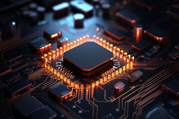 minimalistic design Configure Technology Concept with cog symbol on a Microchip