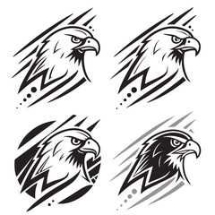 Fierce eagle heads abstract tribal design elements hawk bird