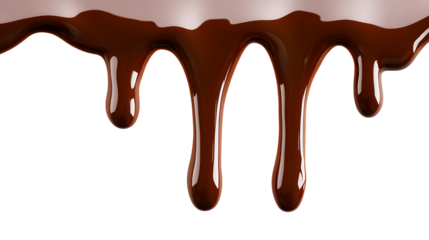 Rich Chocolate Drips Isolated On White Background Ready For Creative Designs