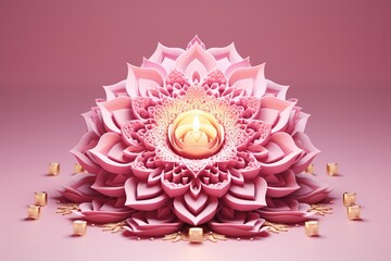 minimalistic design Pink Mandala Design Wallpaper.