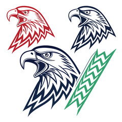 Fierce Eagle Heads Tribal Design hawk bird