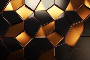 minimalistic design Polygon 3D Wall Wallpaper with Gold Contemporary Surface
