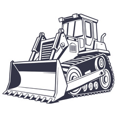 Naklejka premium Heavy duty bulldozer with large blade and tracks heavy equipment construction vehicle