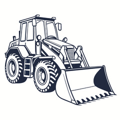 Naklejka premium Heavy duty loader vehicle with large bucket bulldozer heavy equipment