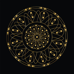 Intricate golden mandala design on a dark background