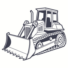 Naklejka premium Heavy bulldozer with large blade and tracks construction